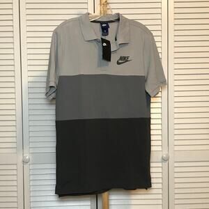 NWT Nike Sportswear Polo Gray Tri Color Collared Shirt M